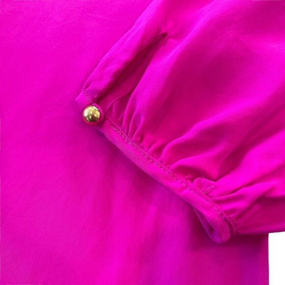 Amanda Uprichard Barbie Pink Silk Long Sleeve Sheath Mini Cocktail Dress, Small - Picture 6 of 12